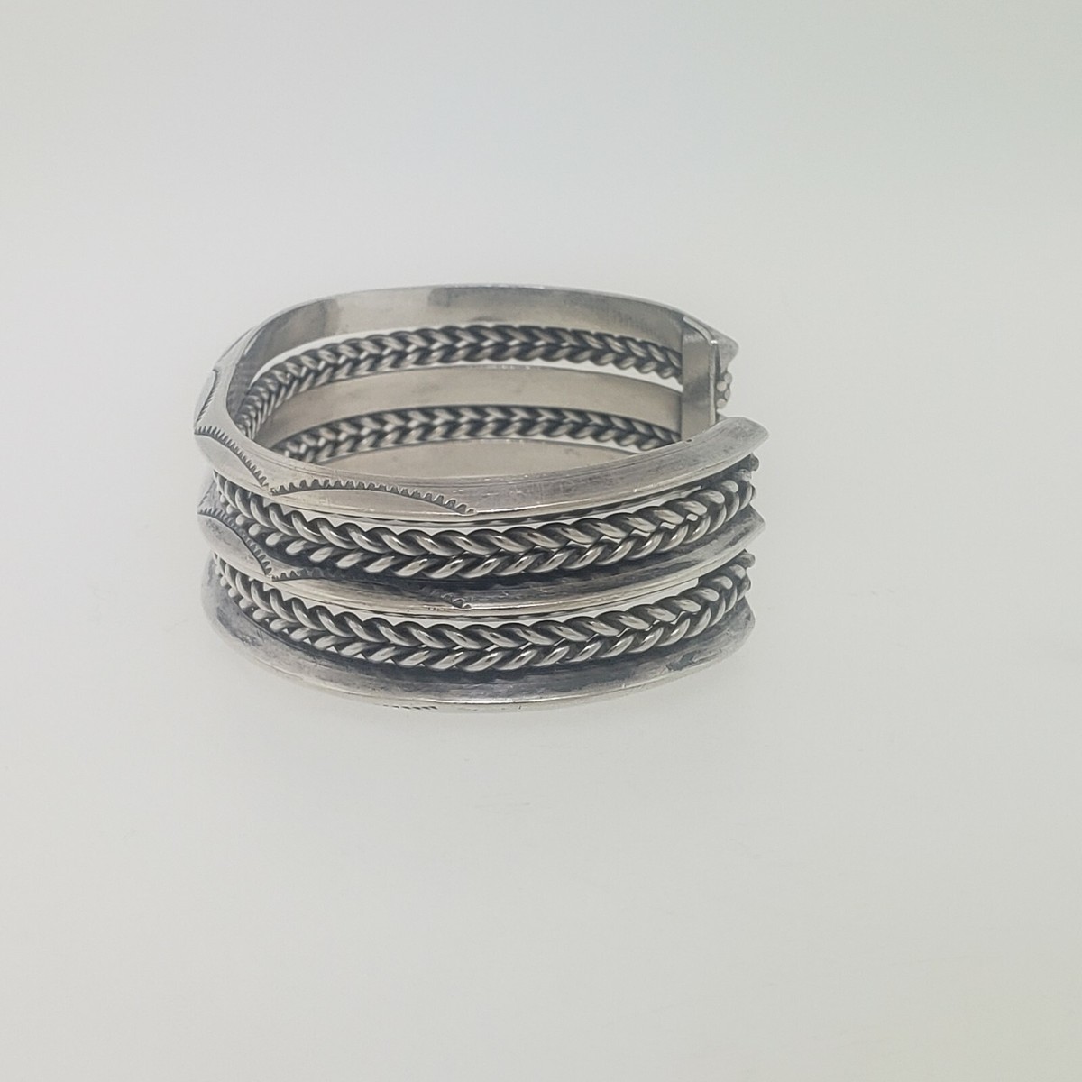 Navajo Guy K Williams GKW Sterling Silver Braided Heavy Wide Cuff