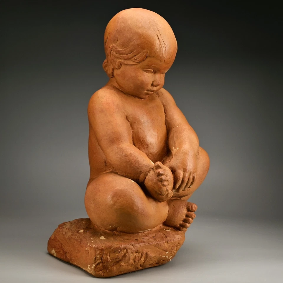 MPI BBW Museum Original Vintage Signed Terracotta Ceramic Baby Statue Sculpture - Image 2 of 4