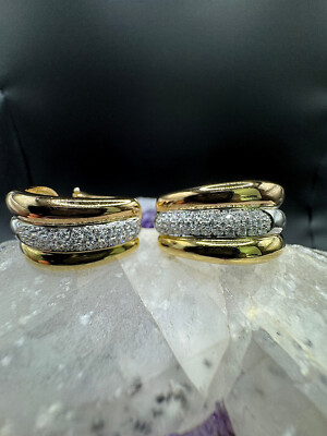 Ohrringe 750 Gold 18Karat (750) Gold Tricolor mit Brillanten - Edle Kreolen