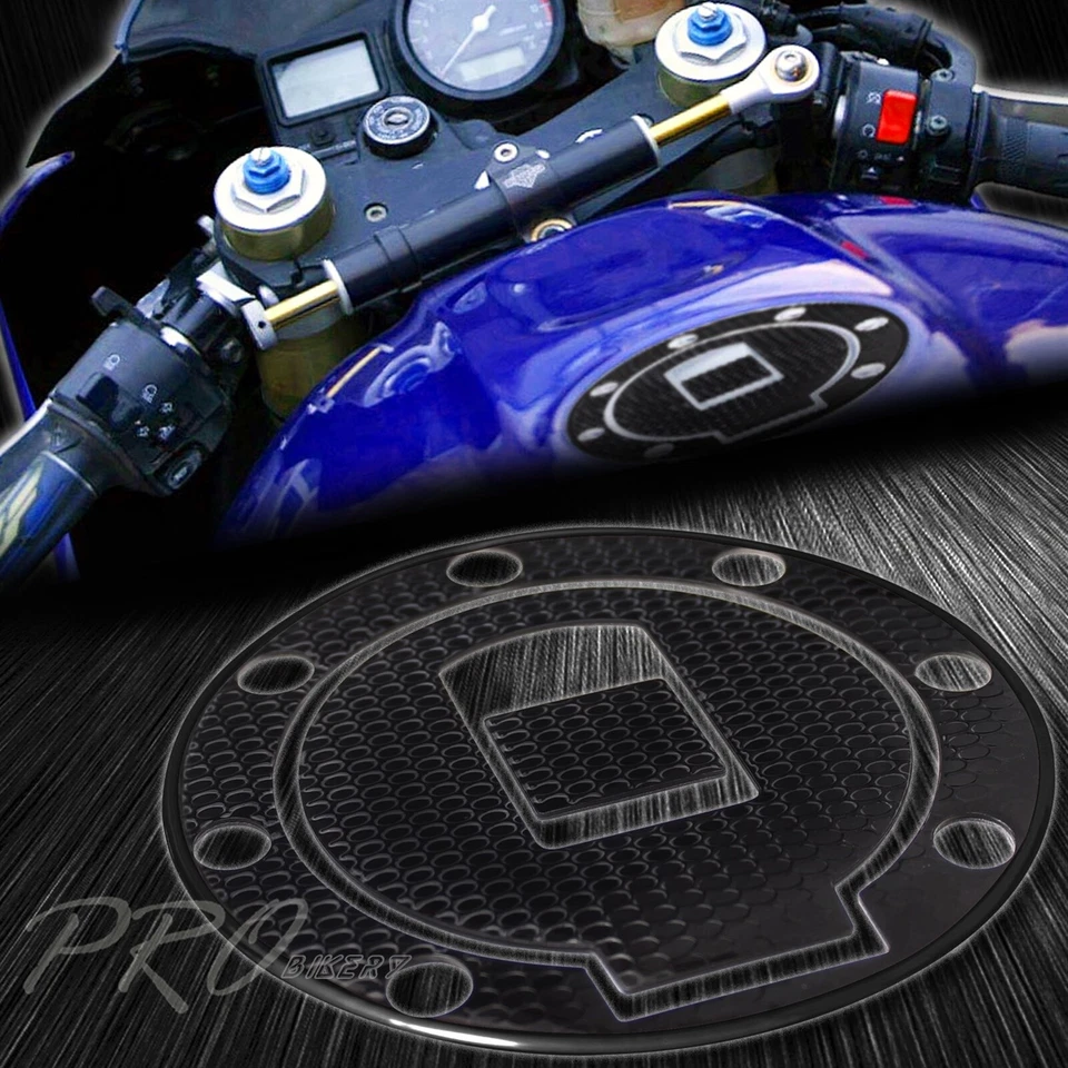 Kit de almohadilla de tanque negra perforada de 24 piezas + tapa de combustible para 98-99 R1/R6 YZF/FJ/FZR/FJR Foto 4 de 4