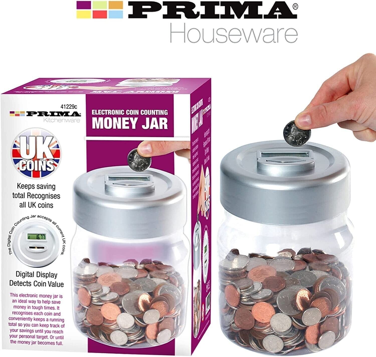 ELECTRONIC LCD COIN MONEY COUNTING JAR BOX SAVING SAFE DIGITAL PIGGY