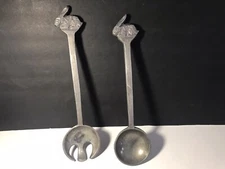 Metal Rabbit Salad Serving Spoons, Unique Set, Rabbit Kitchen Decor,Rustic