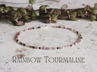 Rainbow Tourmaline Beaded Healing Water Resistant Crystal Boho Anklet  Gift