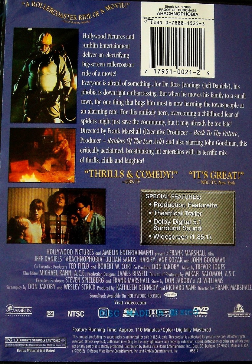 Arachnophobia - Spiders On A Killing Spree (DVD, 1999) Jeff