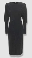 $1215 Isabel Marant Women's Black Faded Venia Corduroy Midi Dress Size 36