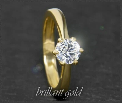 Diamant Brillant Damen 585 Gold Ring; 0,99ct, Top Wesselton, Si3; Gelbgold NEU - Bild 1 von 4