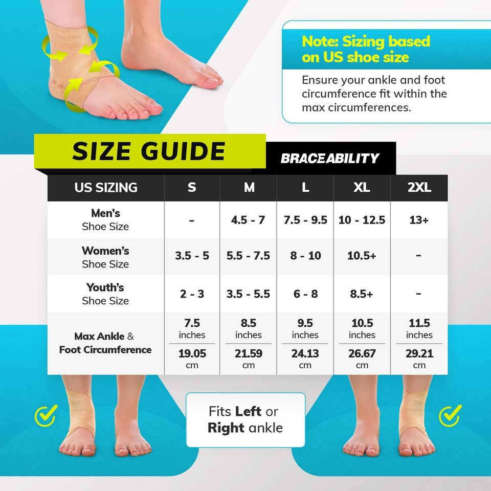 BraceAbility Elastic Ankle Support Brace Lightweight Slip on Foot and