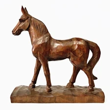 Wooden Handicraft Zodiac Horse Attractive Design Hand Carved Statue Figurine H16