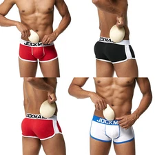 Men Underwear Enhance Padded Boxer Brief Low-rise Push Up Butt Lifter Trunks