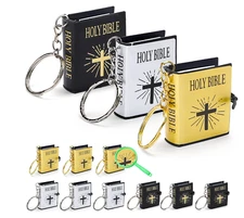 3 Bible Keychain,Mini Bibles Miniature Real Bible Key Chains Handbag Pendant