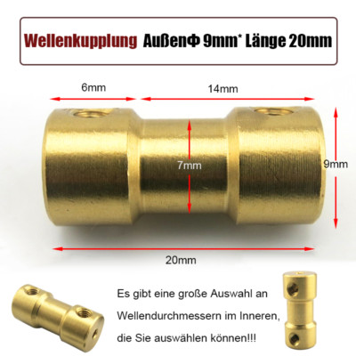  Wellenkupplung Alle Größen Shaft Coupler Messing starr 3D Druck CNC Modellbau 