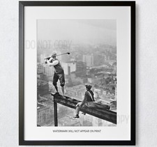 Golfing on Top of Skyscraper 1920s 1930s Vintage Retro Golf Premium Art Print