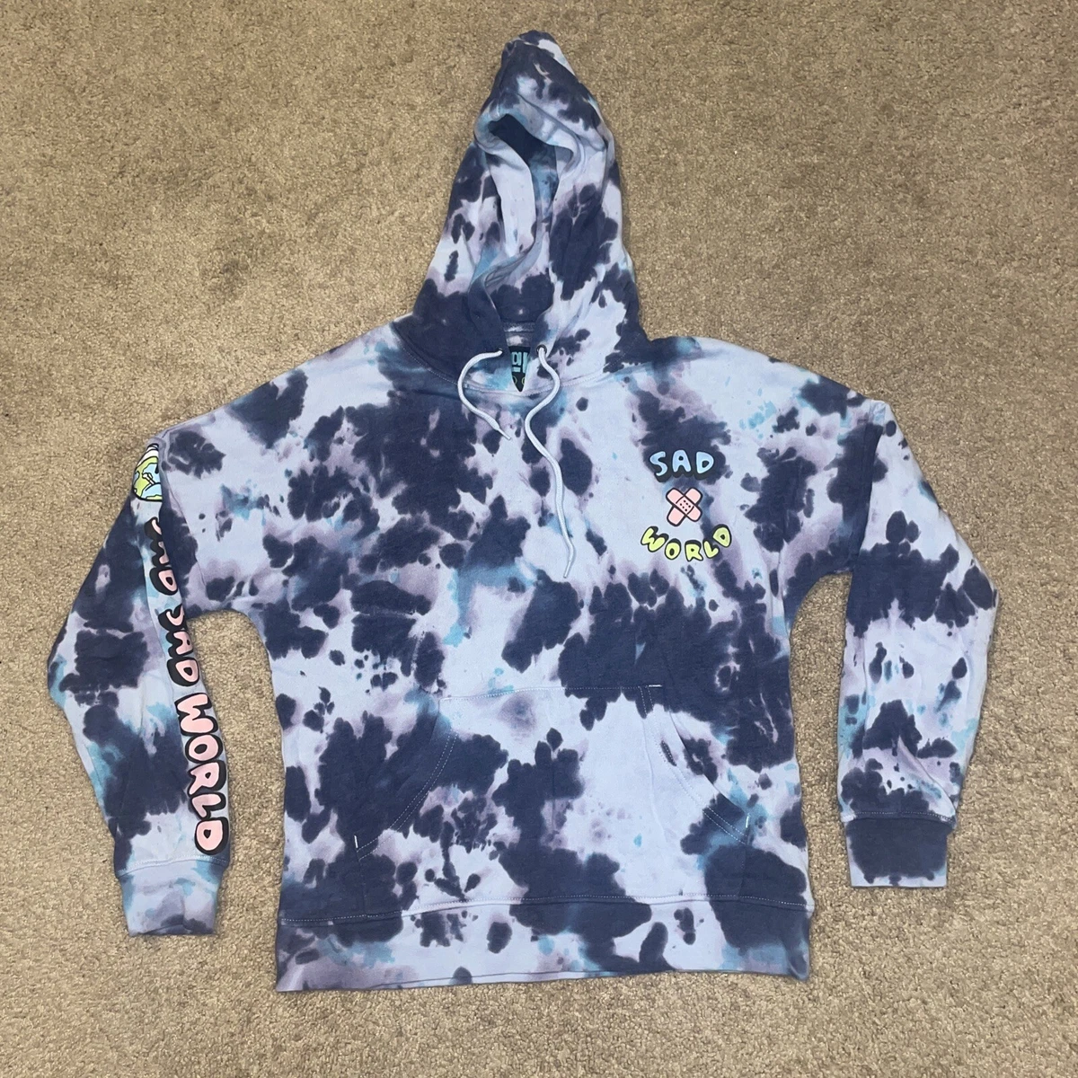 A Lab Hoodie Mens Tie Dye Sad World Hippie Trippy Pullover