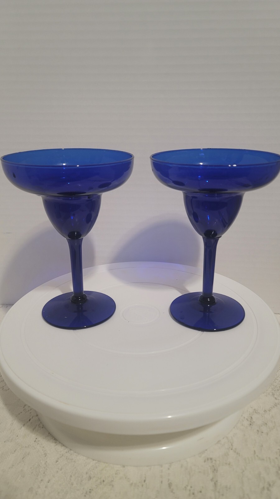 2 Vintage Pier 1 Cobalt Blue Margarita Glasses Barware Excellent