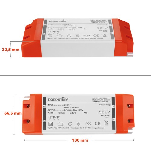 Poppstar Trasformatore LED Trasformatore 230V AC / 24V DC 4,16A 100W - Foto 5 di 6