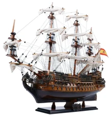 1690 San Felipe Wooden Tall Ship Built Model 28" Spanish Warship Galleon New