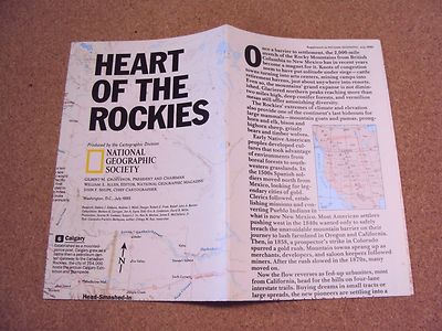 Vintage National Geographic July 1995 Map Heart Of The Rockies Rocky Mountains