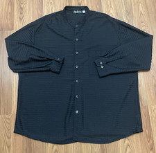 Alan Stuart Shirt Mens 2X Vintage 80s Textured Woven Black Button Front USA Made