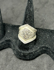 925 Sterling Silver Filigree 21.5mm Band Ring Size 8 - 4.59g