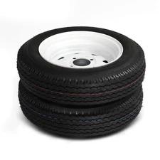 2pcs Trailer Tires On Rims 4.80-12 480-12 4.80 X 12 LRB 4 Lug White Spoke Wheel