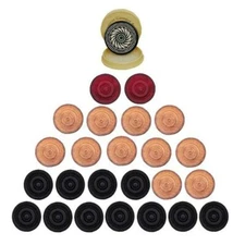 Carrom Board 24 Solid Wooden Coins + 1 Tournment Striker - Black (Random Design)