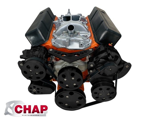 SBC Serpentine Pulley Conversion Kit ALT PS A/C Small Block Chevy 350 BLACK - 第 1/6 張圖片