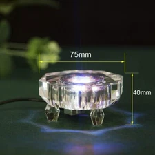 3" Clear Crystal Glass Display Base Stand With Led Light Multicolor Mirror Plate
