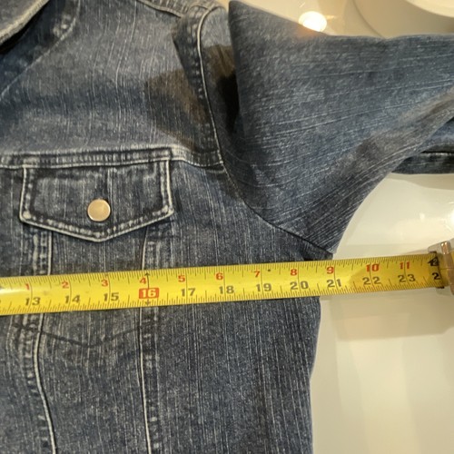 Fieldgear FG Jean Jacket Women’s Sz Large Dark Wash Blue Denim Button Up - Picture 4 of 5