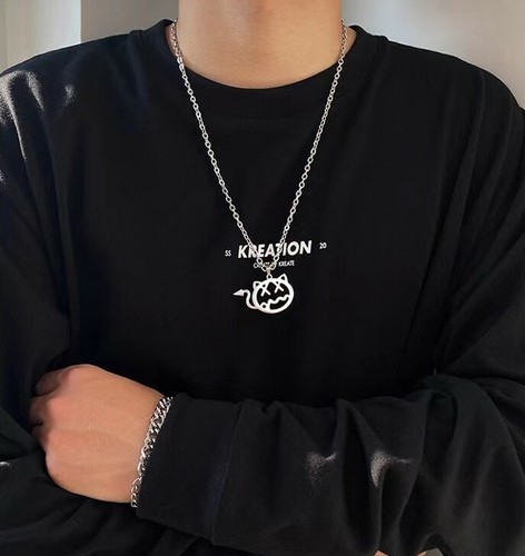 Unisex Stainless Steel Necklace Pop Little Devil Face Pendant Men Women 1134 - Picture 2 of 6
