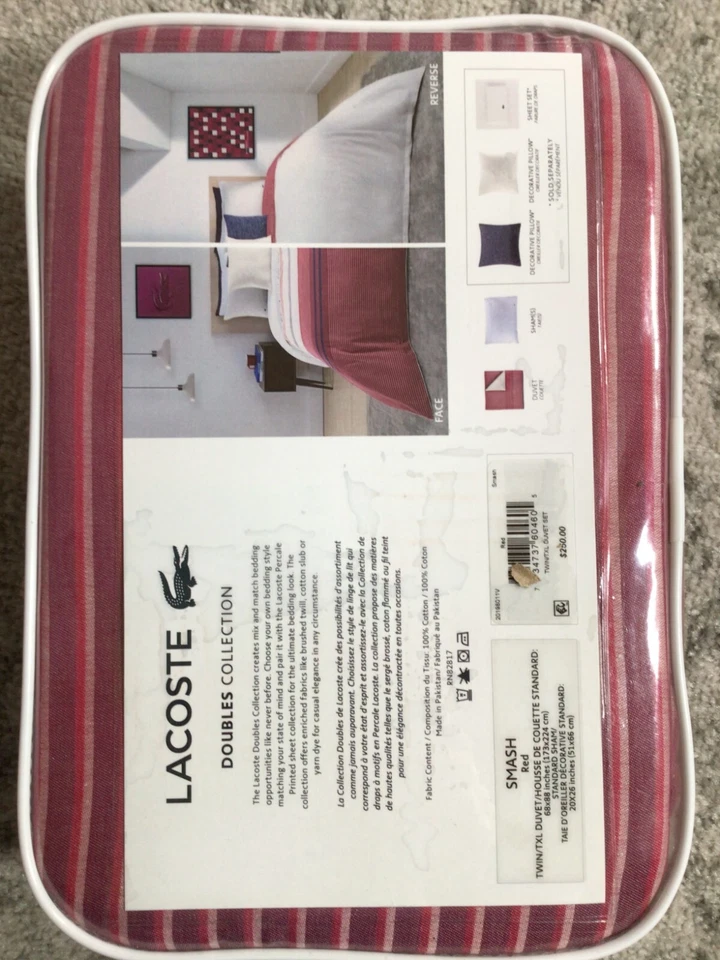 Juego de edredón reversible Lacoste Smash, Twin/Twin XL, rojo Foto 4 de 4