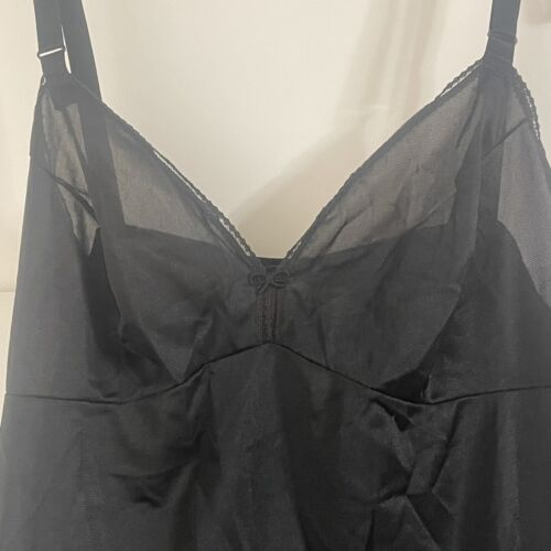 Vintage Nylon Slip Black Lace Full Slip Dress Size 40 Bust Large Montgomery Ward