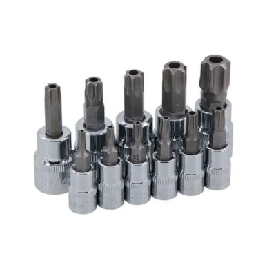 TORX STAR Socket Bit Set 1/4'' Drive 11pc T10-T60 male T bit torx Sockets 0925