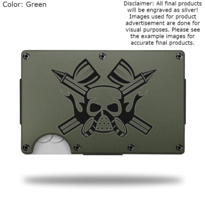 Custom ''TATTOO SKULL'' Laser Engraved Wallet - Pick A Wallet Color