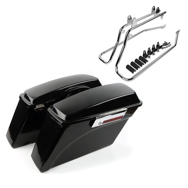 Set Mit Seitenkoffer Und KofferträGer CR FüR Harley Davidson Softail Blackline 1-image