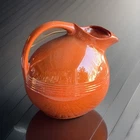 Rare Bauer Pottery Ring Ware ORANGE Ice Lip Ball Pitcher California Carafe~MINT