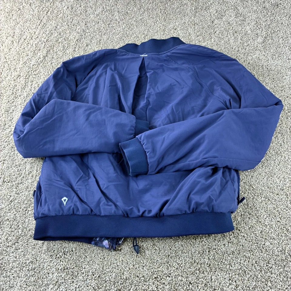 Lululemon Ivivva Reversible Bomber Jacket Kid Size Blue Floral Print Lightweight - Image 4 of 4