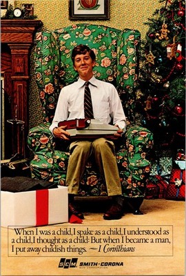 SCM Smith-Corona I put away childish things Vintage Print Ad