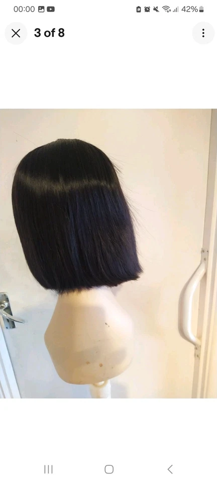 Human hair wig, 5" Lace front, Natural black, straight, medium cap - Image 4 of 4