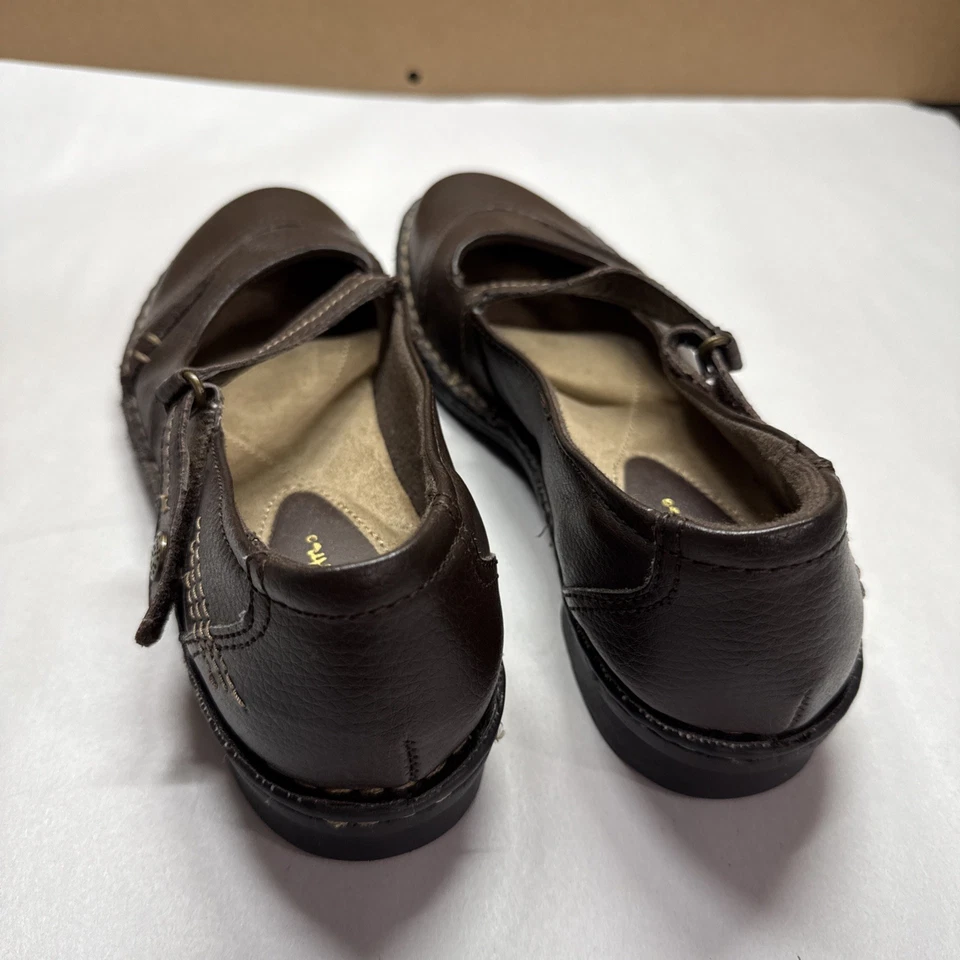 Zapatos planos de cuero Mary Janes THOM McAN marrón gancho y bucle para mujer | Talla 10 M Foto 3 de 4