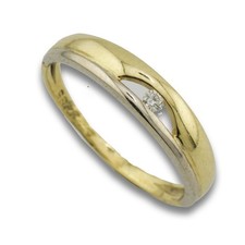 Bicolor Brillant Gold Ring 585 14 Kt Gelbgold Weißgold 0,02 Ct Damen Wert 400,-