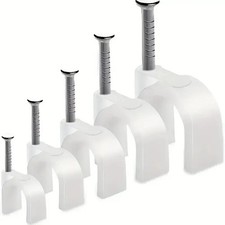 White Cable Clips Wall Tacks Assorted Sizes Clips Fixing Nails Diy New