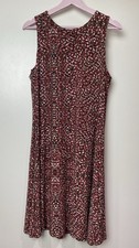 Nine West Women's Sz 12 Shift Dress A-Line Trapeze Stretchy Red Multicolor GUC