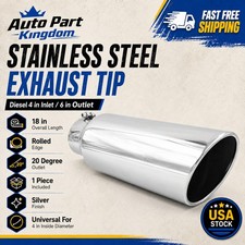 Stainless Steel Exhaust Tip Diesel 4 Inlet 6 Rolled Edge 20 Outlet - 18 Long Stainless Steel Exhaust Tip Diesel 4 Inlet 6 Rolled Edge 20 Outlet - 18 Long