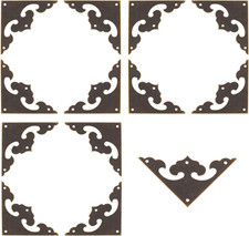 12PCS Brass Flat Corners Bracket Antique Hardware Box Corners Bracket Hollow Pat