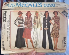 Vintage 1976 McCalls 5328 Sewing Pattern: Misses Jacket Top Skirt Pants Size: 10