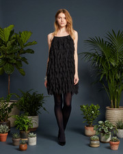 K by Kersh Feather Swing Dress M Black Free Ship New Sleeveless Lined Zipper