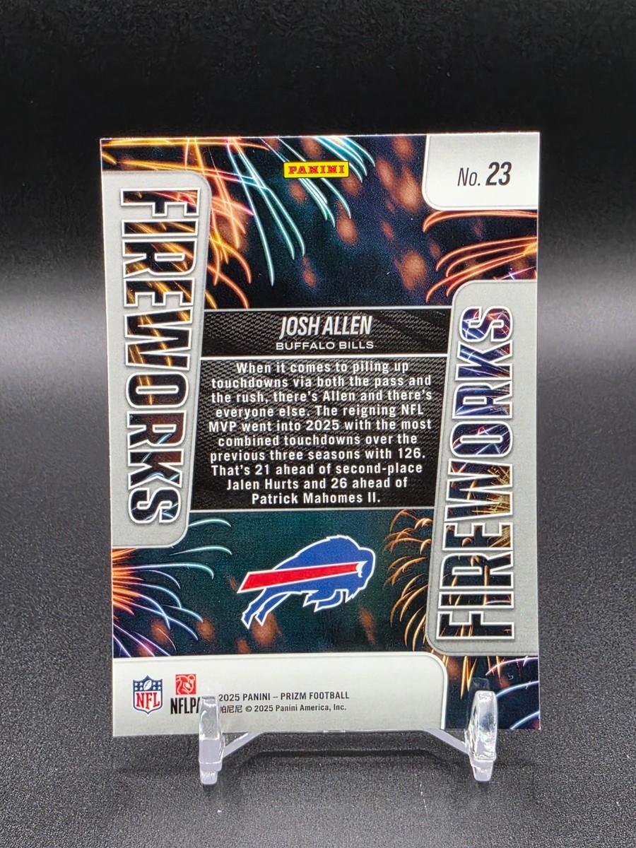 2025 Panini Prizm Football Josh Allen Fireworks Insert #23 Buffalo