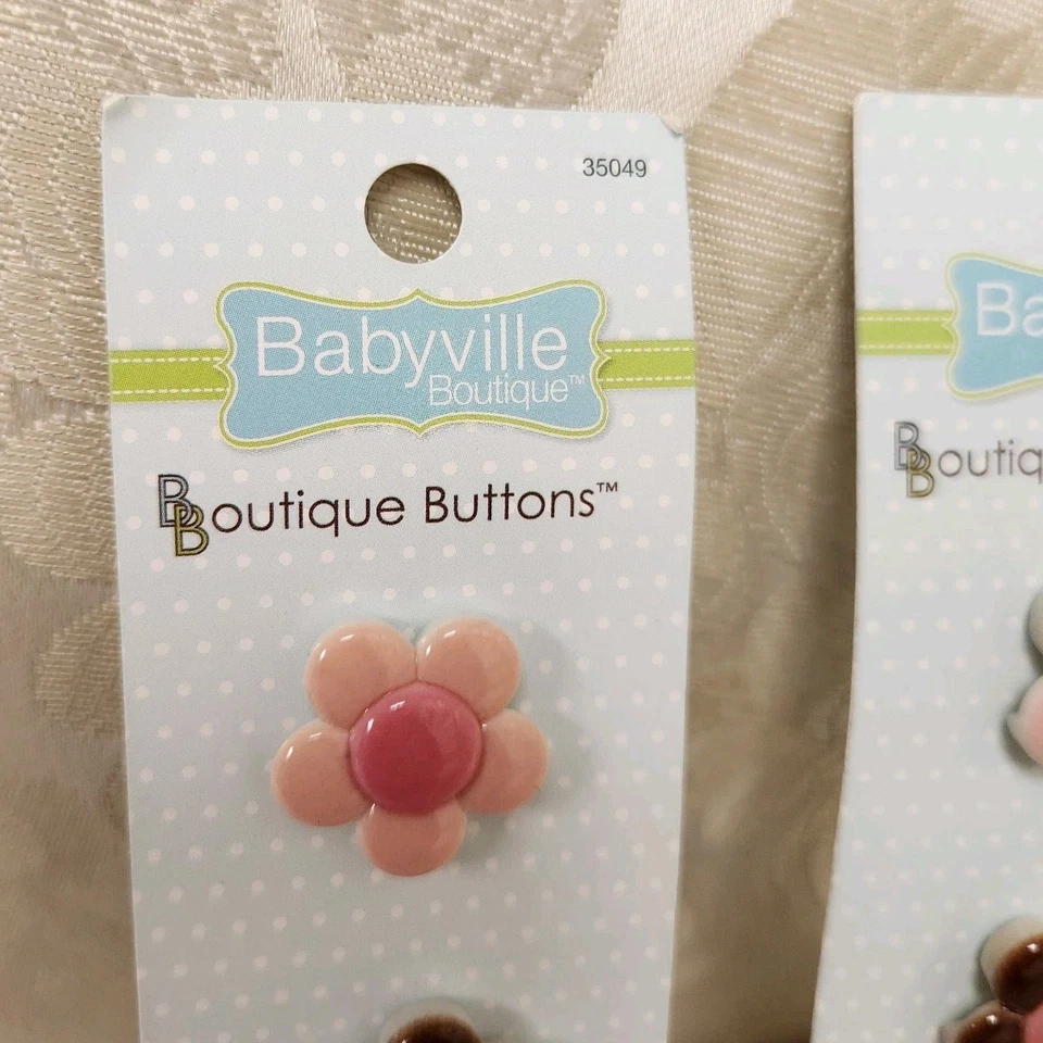 Babyville Boutique Botones Lote de (4) Juegos de 3 Flores Redondas Rosa Marrón Foto 4 de 4