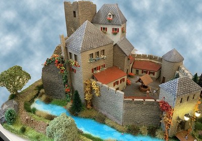 Faller Spur N 232196 Diorama Burgdorf 40 x 31 x 21 Neu mit Beleuchtung