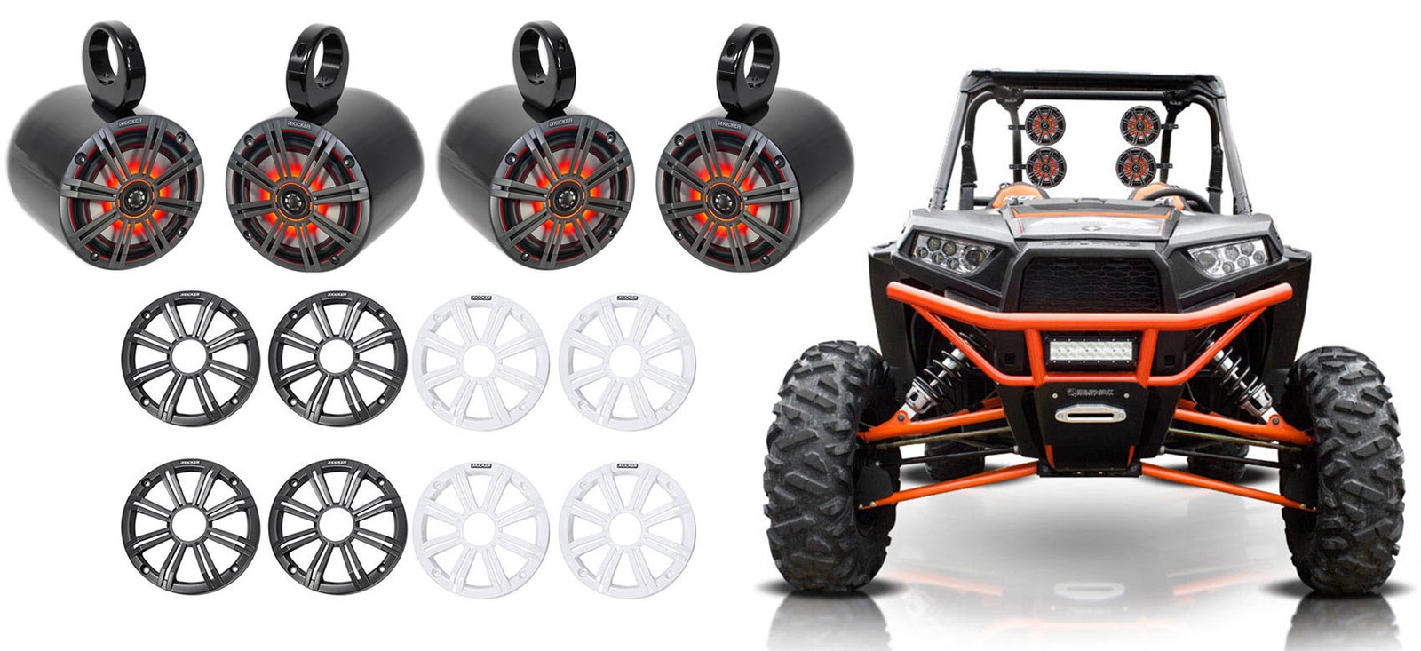4 Колонки KICKER 45KM654L 65 Black LED Tower мощностью 390 Вт для Polaris RZRATVUTV 9409000₽